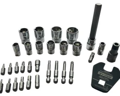 Pedro's Tools|Pro Bit & Socket Set (17 Hex & Tox Bits, 10 Sockets, Crowfoot Pedal Wrench)