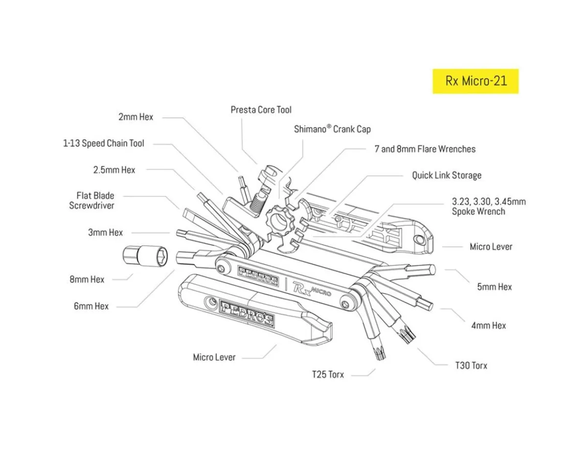 Pedro's Tools|Rx Micro-21 Multi Tool (21-Function)