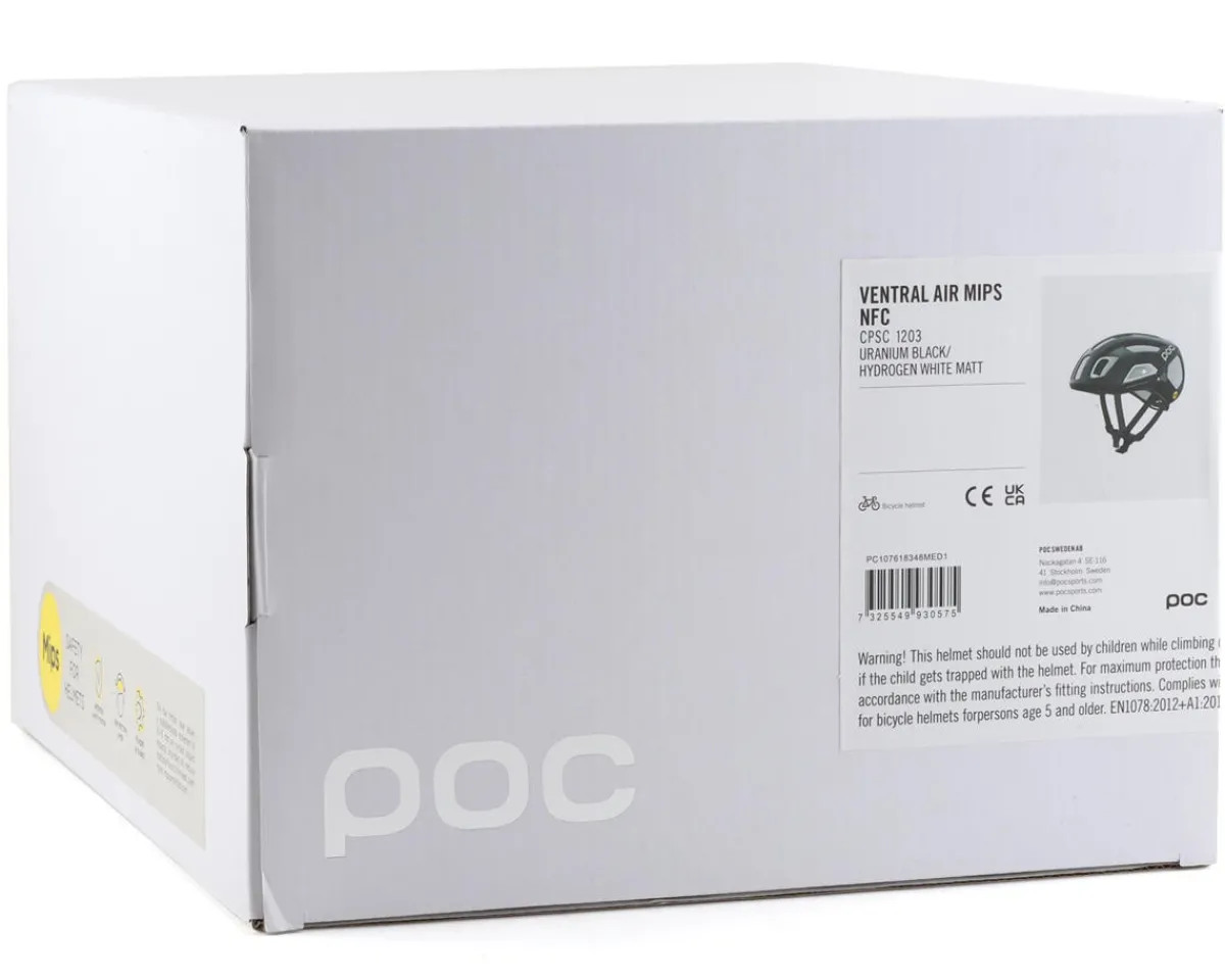 POC Helmets|Helmets|Ventral Air MIPS NFC Helmet (Uranium Black/Hyrdrogen White Matte) (S)