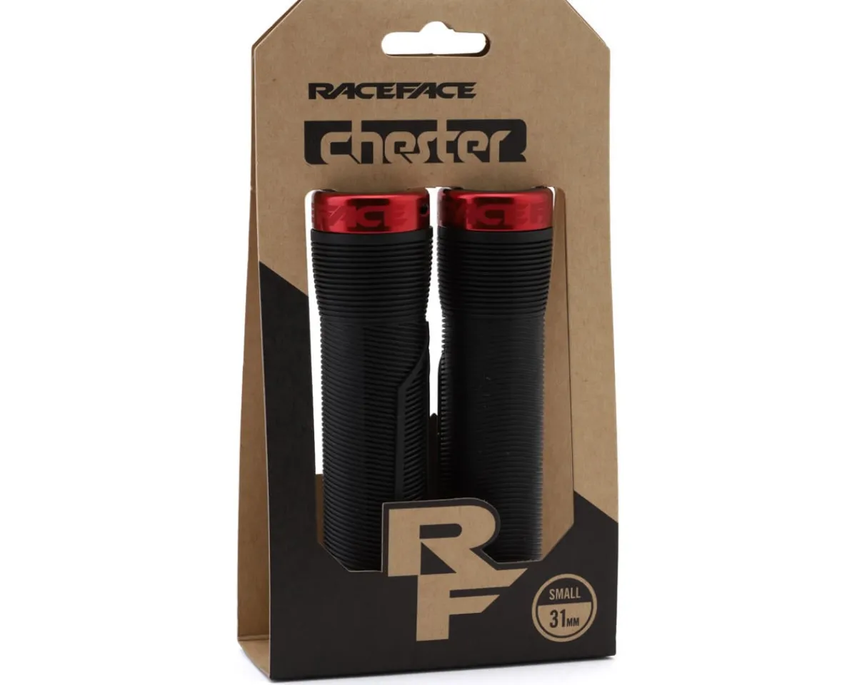 Race Face Grips & Handlebar Tape|Chester Lock-On Grips (Black/Red) (31mm)