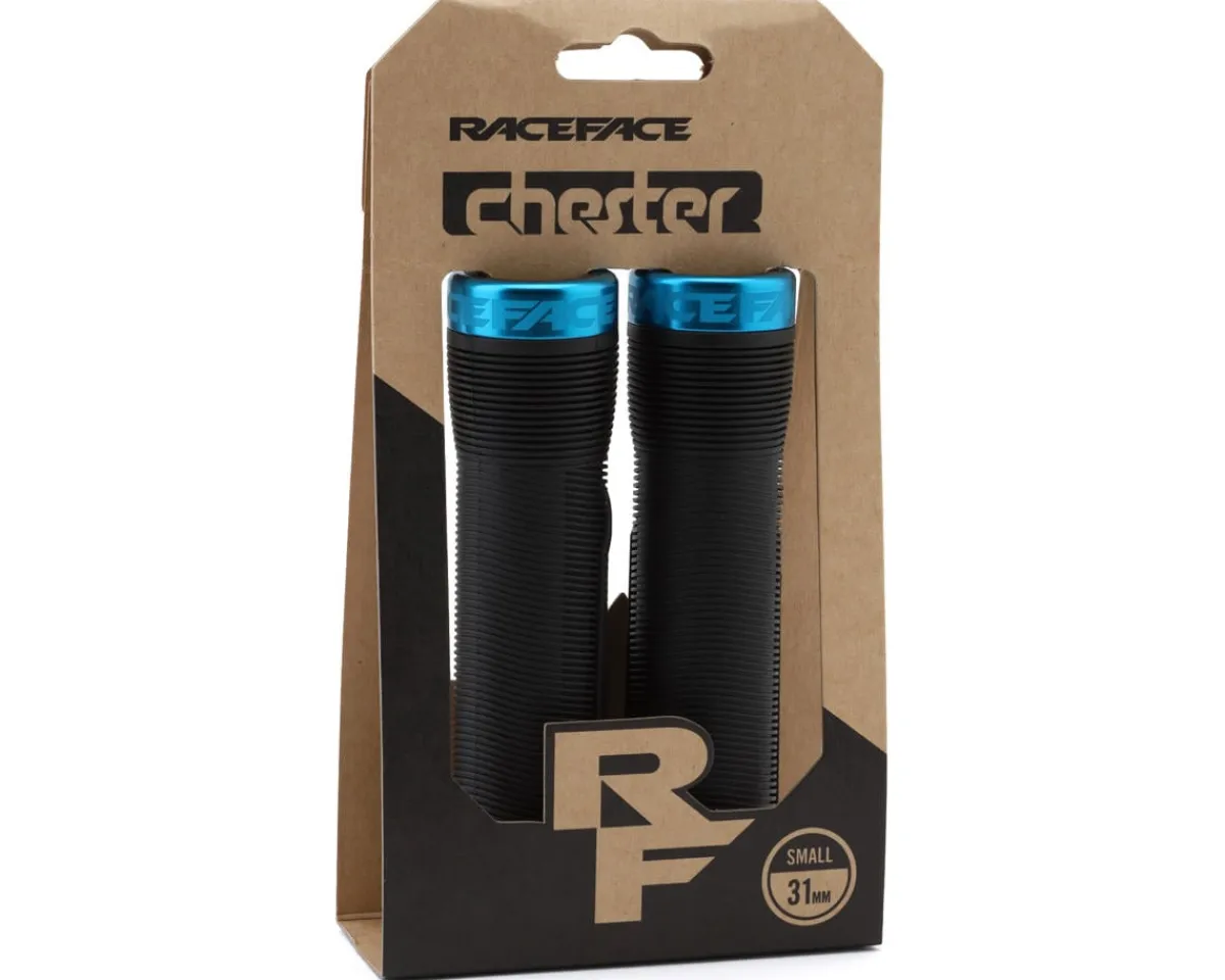Race Face Grips & Handlebar Tape|Chester Lock-On Grips (Black/Turquoise) (31mm)