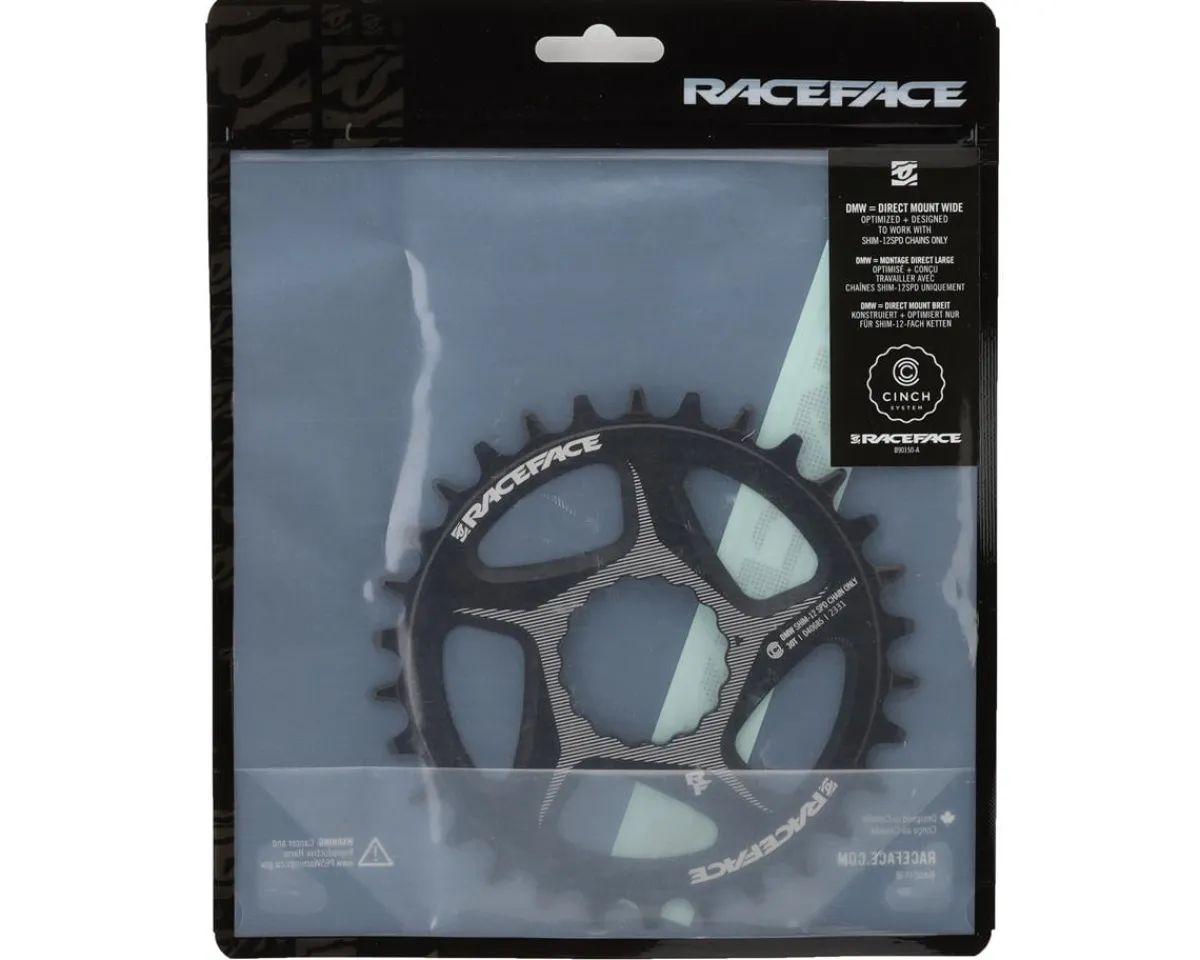 Race Face Chainrings & Accessories|Narrow-Wide Cinch Direct Mount Chainring (Black) (Shimano 12 Speed) (Single) (30T) (Aluminum) (0mm Offset/SuperBoost)