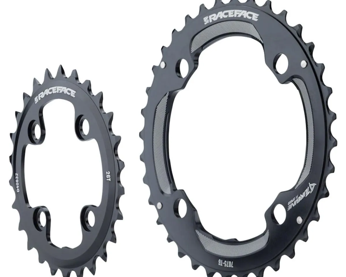 Race Face Chainrings & Accessories|Turbine 11 Speed Chainrings (Black) (2 x 11 Speed) (64/104mm BCD) (Inner & Outer) (34/24T)