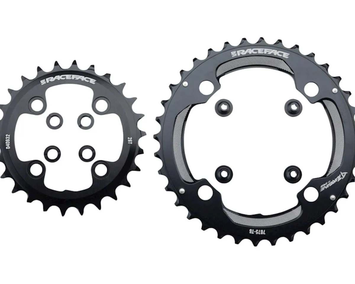 Race Face Chainrings & Accessories|Turbine 11 Speed Chainrings (Black) (2 x 11 Speed) (64/104mm BCD) (Inner & Outer) (34/24T)