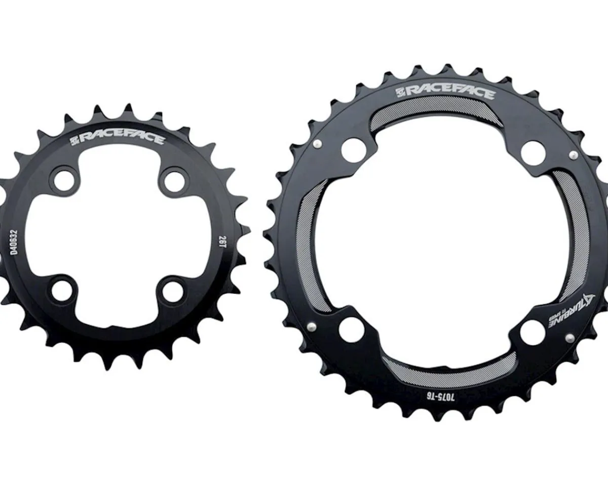 Race Face Chainrings & Accessories|Turbine 11 Speed Chainrings (Black) (2 x 11 Speed) (64/104mm BCD) (Inner & Outer) (34/24T)