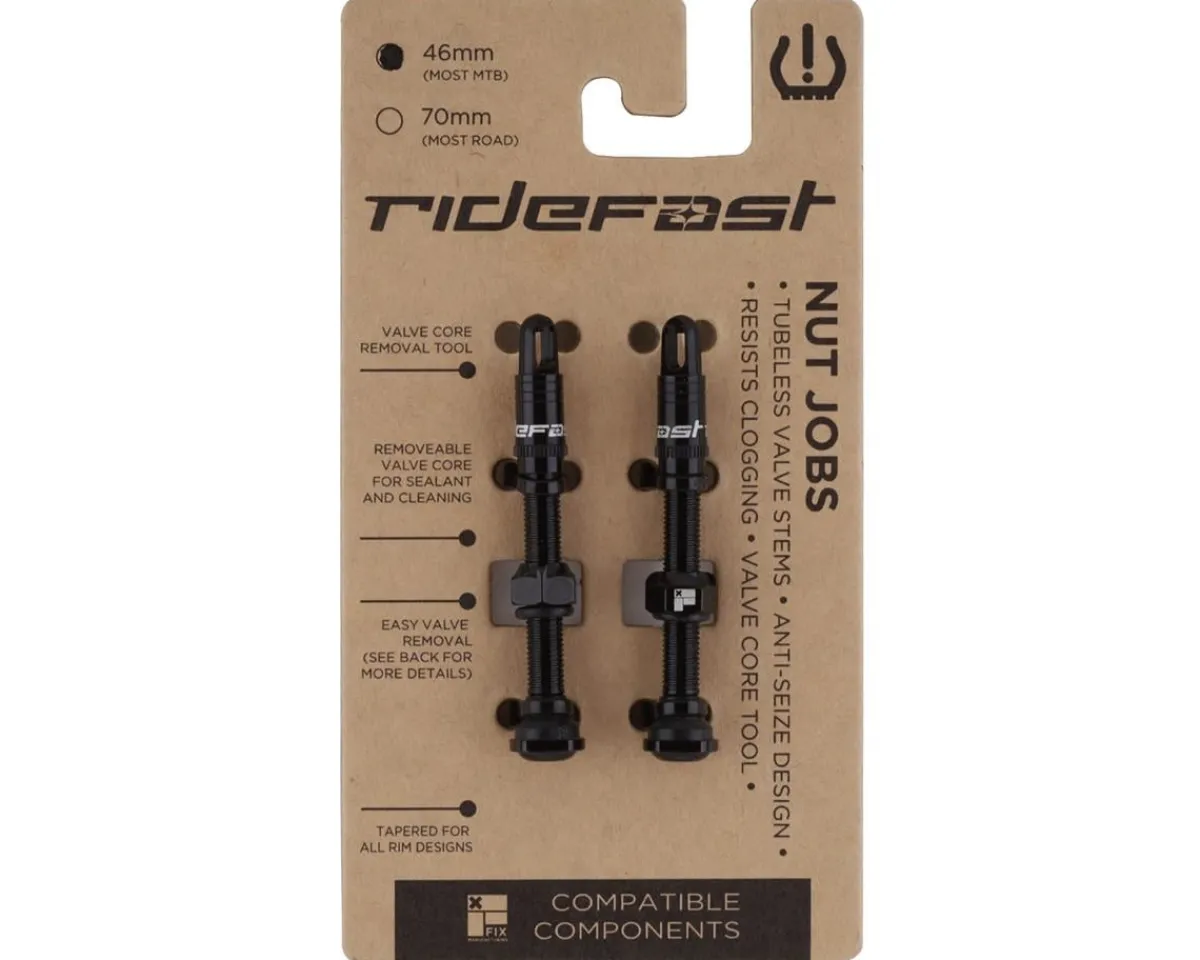 RideFast Tubeless Tire Tools|Tubeless Accessories|Nut Jobs Tubeless Presta Valves (Black) (46mm)