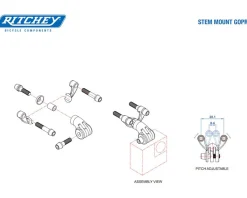 Ritchey Mounts & Handlebar Accessories|Holiday Shopping|Universal Stem Mount (Black) (Narrow Spacing) (With GoPro Style Interface)