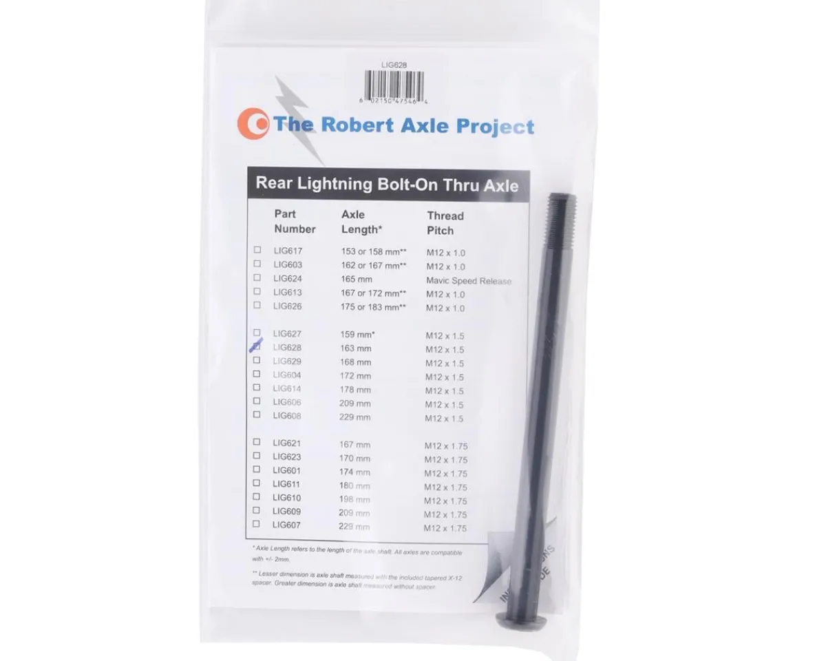 Robert Axle Project Wheels & Parts|Lightning Bolt-on Rear Axle (Black) (163mm) (M12 x 1.5)