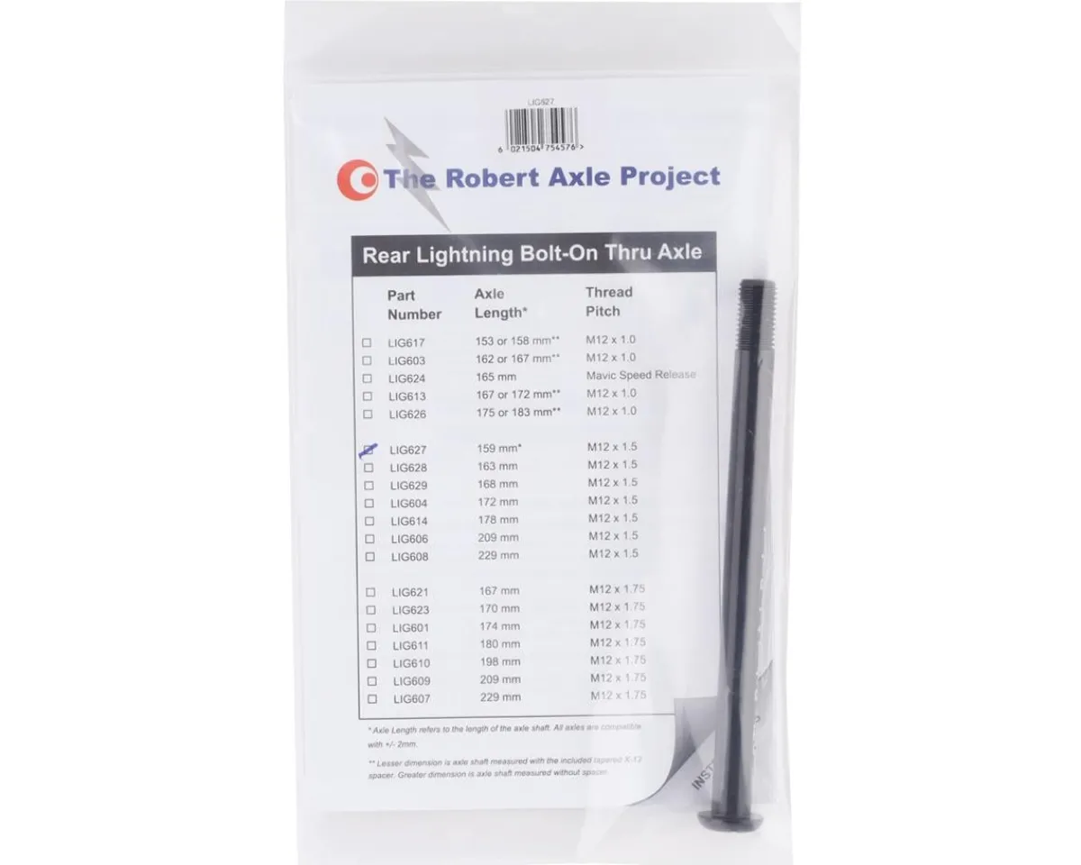 Robert Axle Project Wheels & Parts|Lightning Bolt-on Rear Axle (Black) (159mm) (M12 x 1.5)