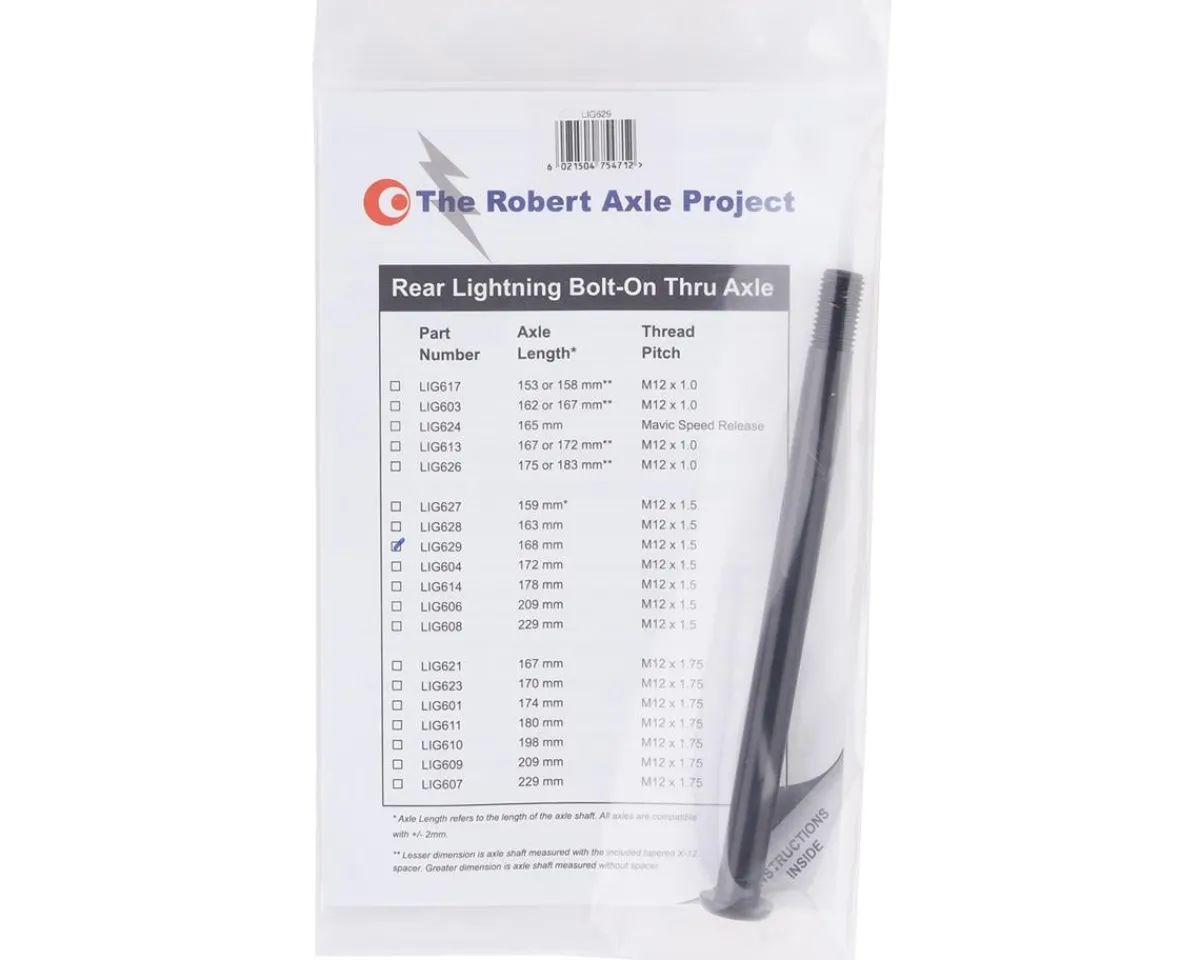 Robert Axle Project Wheels & Parts|Lightning Bolt-on Rear Axle (Black) (168mm) (M12 x 1.5)