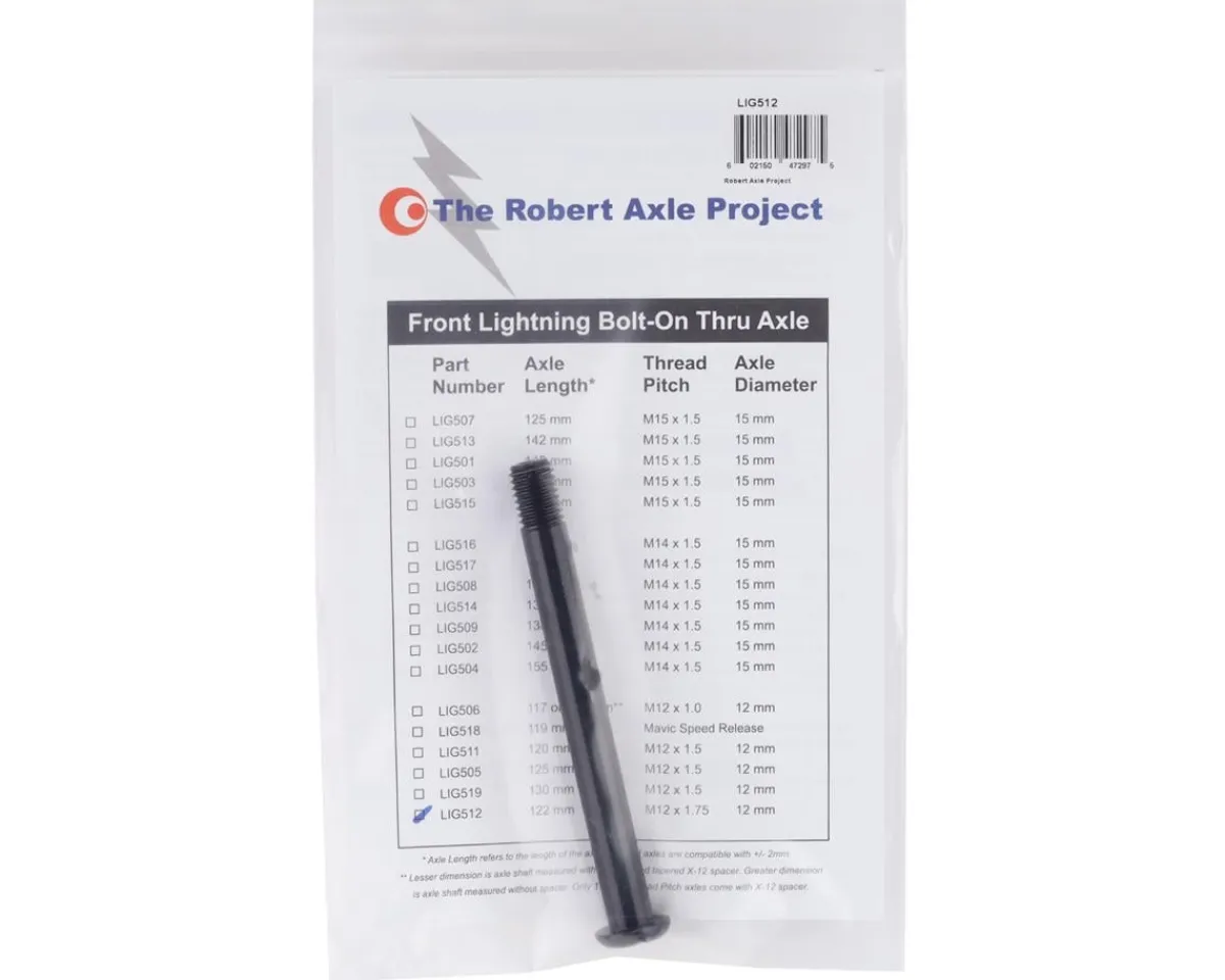 Robert Axle Project Wheels & Parts|12mm Front Lightning Bolt Thru Axle (Black) (122mm) (M12 x 1.75)