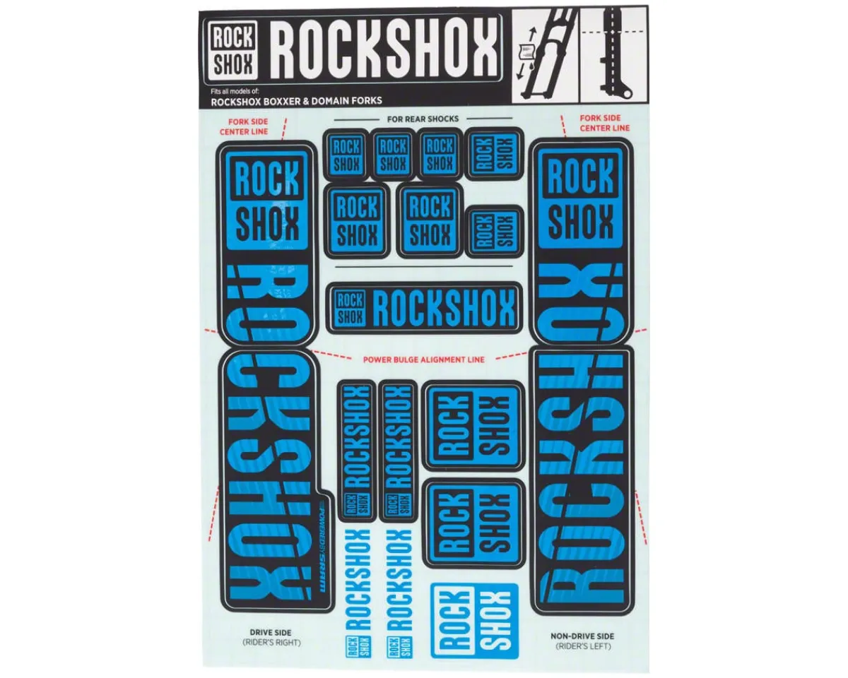 RockShox Suspension|Fork Decal Kit (Blue) (For BoXXER and Domain Forks)