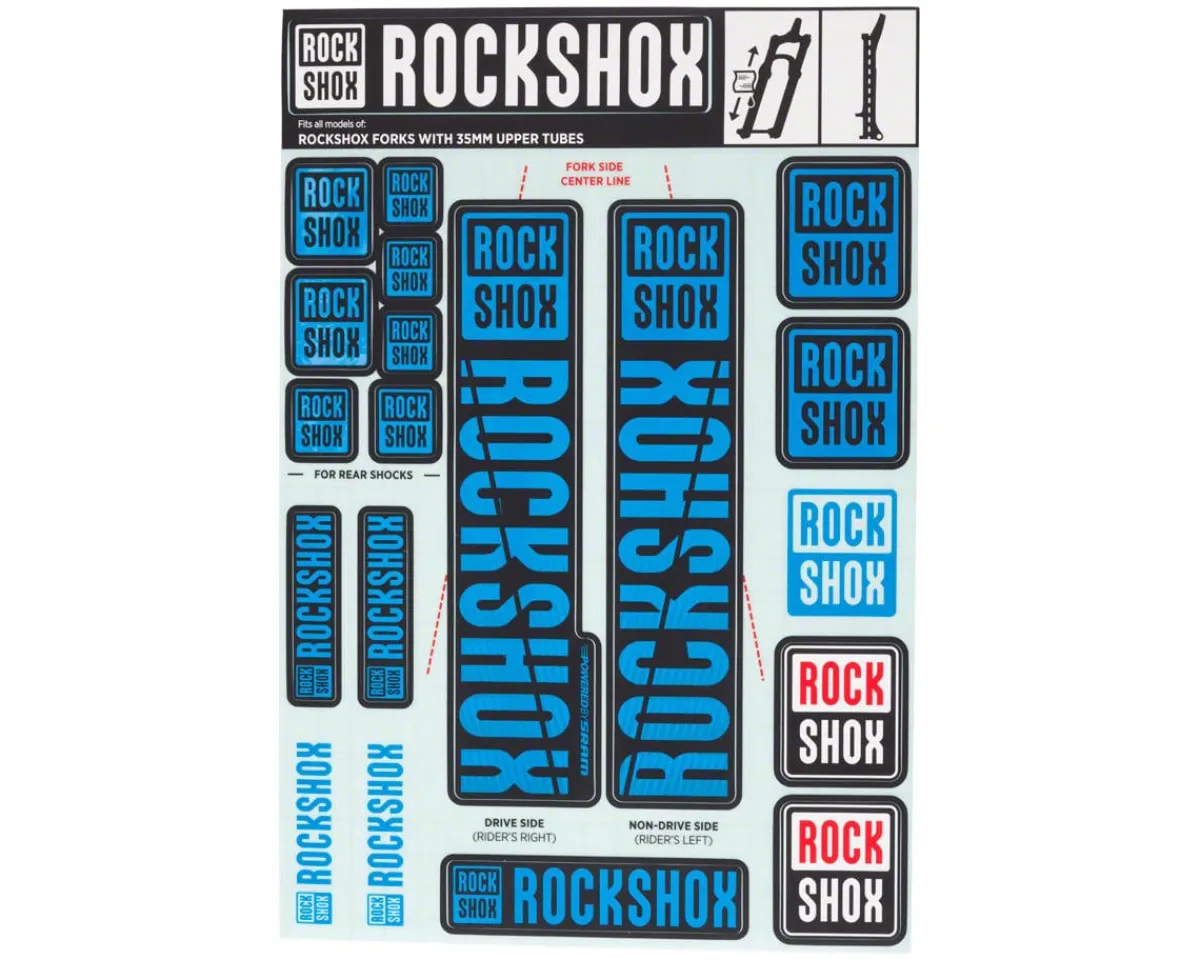 RockShox Suspension|Fork Decal Kit (Blue) (For Forks with 35mm Upper Tubes)