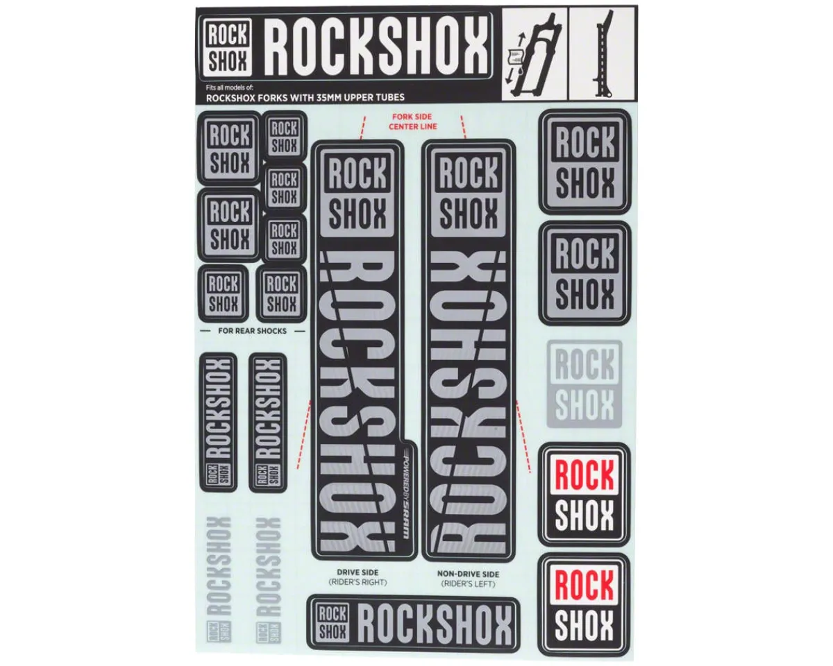 RockShox Suspension|Fork Decal Kit (Grey) (For Forks with 35mm Upper Tubes)