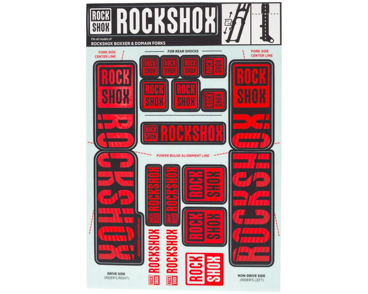 RockShox Suspension|Fork Decal Kit (Red) (For BoXXER and Domain Forks)