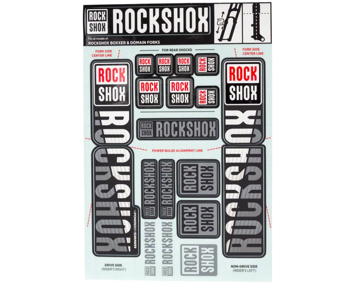 RockShox Suspension|Fork Decal Kit (White) (For BoXXer and Domain Forks)