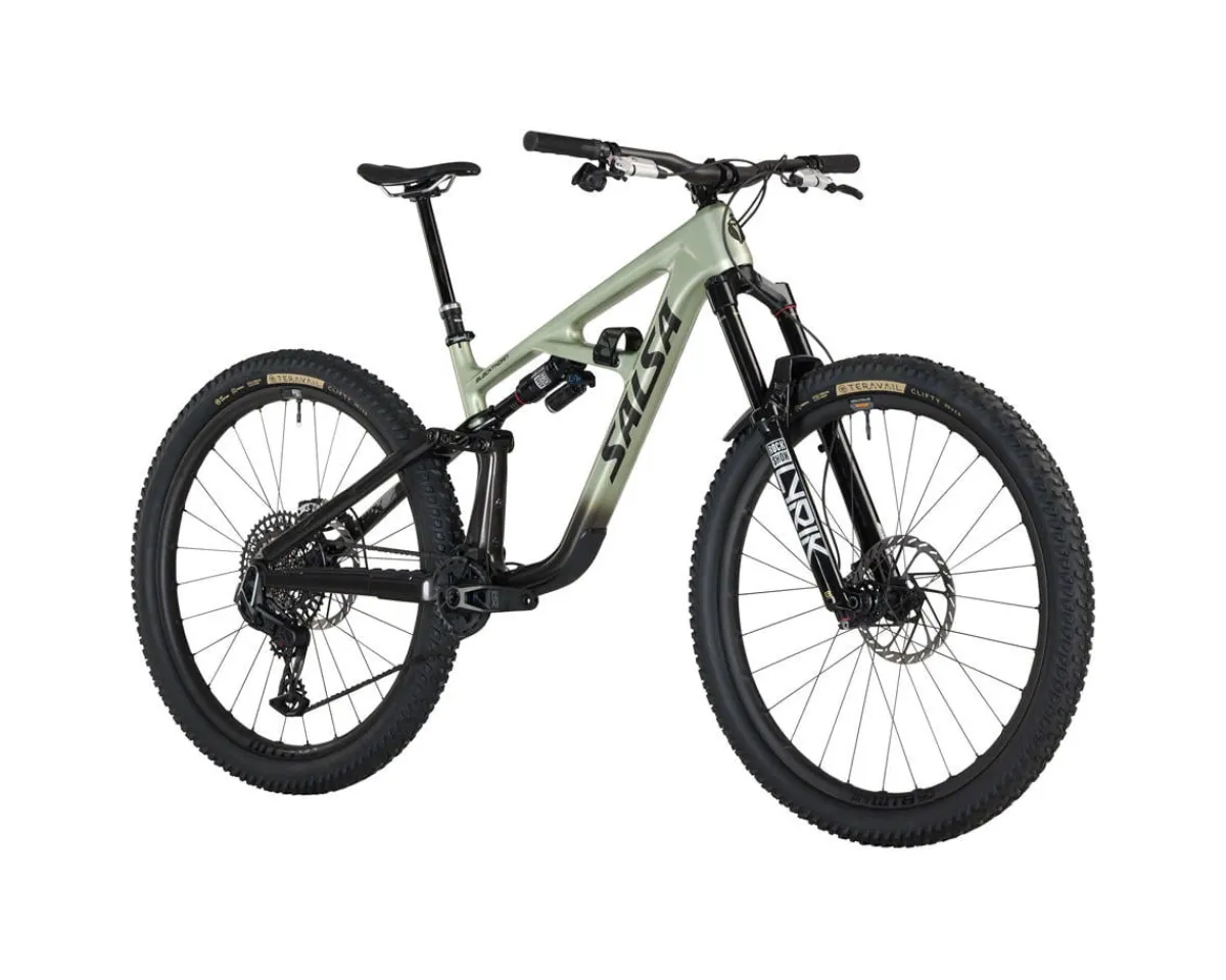 Salsa Mountain Bikes|Blackthorn 145 C XO AXS Transmission Mountain Bike (Coffee Black/Sage) (S)
