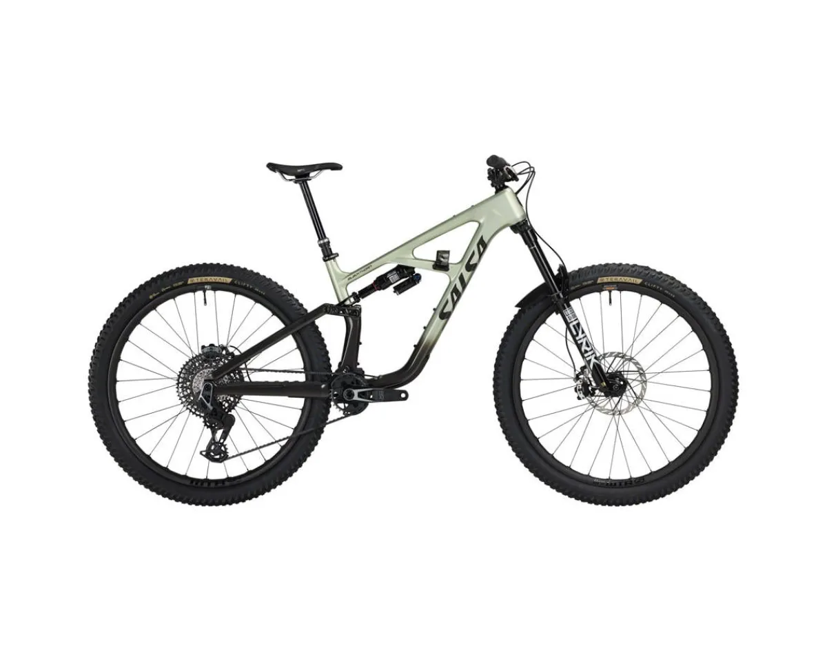 Salsa Mountain Bikes|Blackthorn 145 C XO AXS Transmission Mountain Bike (Coffee Black/Sage) (S)