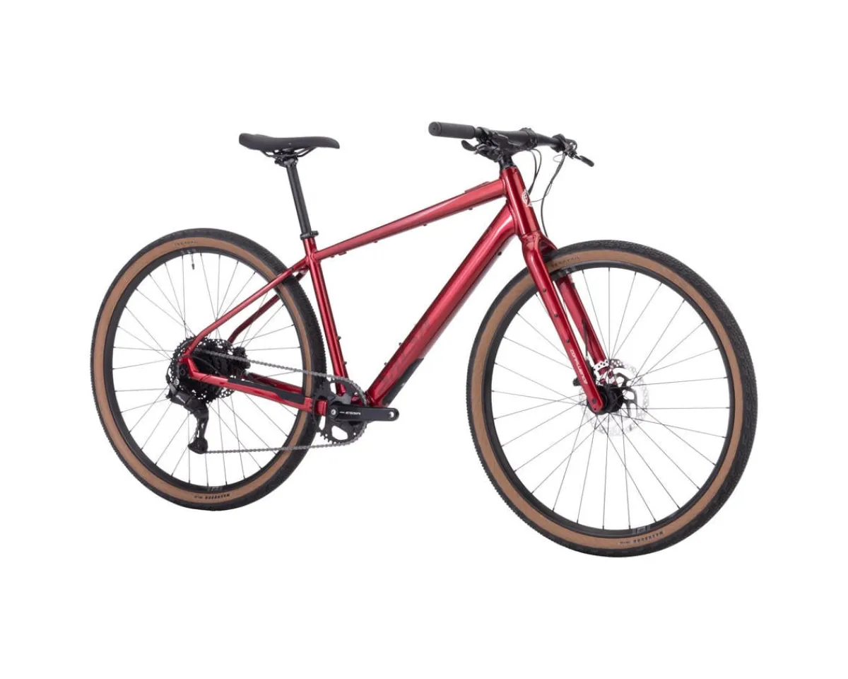 Salsa Gravel Bikes|E-Bikes|Confluence Flat Bar Gravel E-Bike (Canyon Red) (XS) (Shimano Essa) (1 x 8-Speed)