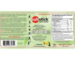 Saltstick Nutrition & Skin Care|Fastchews Chewable Electrolyte Tablets (Zesty Lemon Lime) (1 | 60 Tablet Bottle)