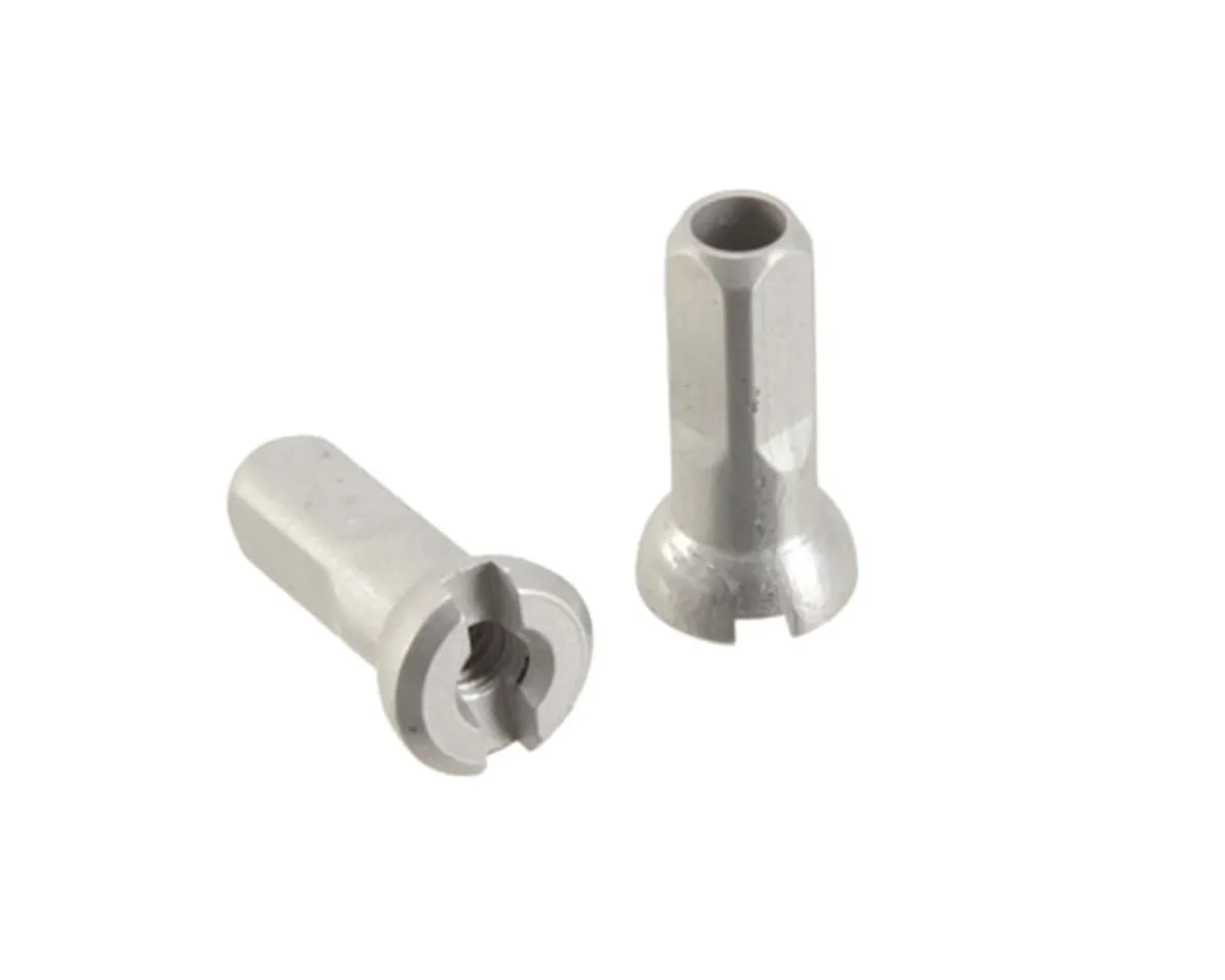 Sapim Wheels & Parts|Alloy Polyax Nipples (Silver) (14g/12mm) (Bag of 100)