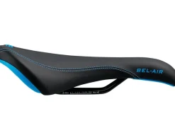 SDG Saddles & Seats|Bel-Air RL Saddle (Black/Cyan) (Steel Rails) (140mm)