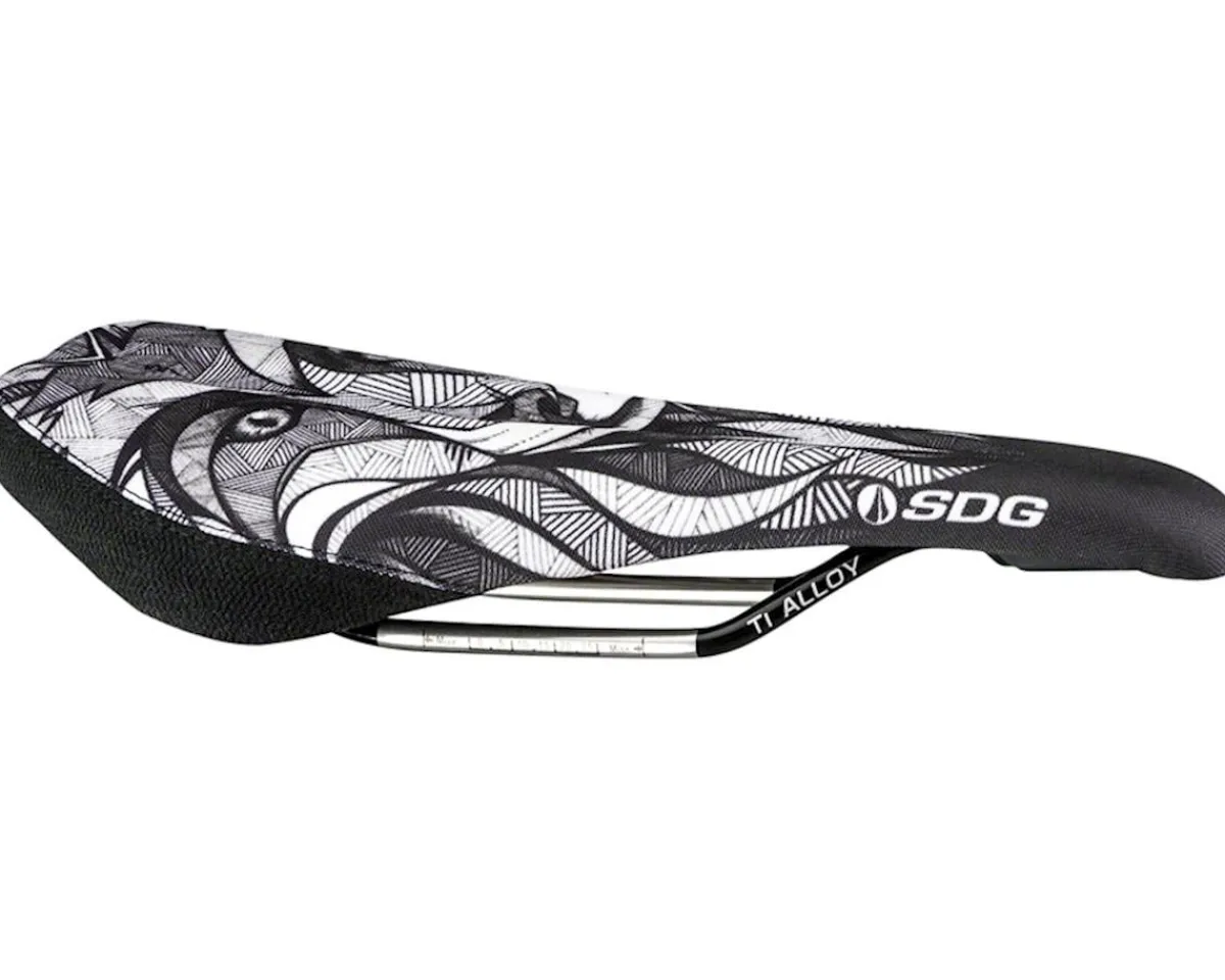 SDG Saddles & Seats|"Chepi" Duster P MTN Saddle (Black/White Fox) (Titanium Rails) (140mm)