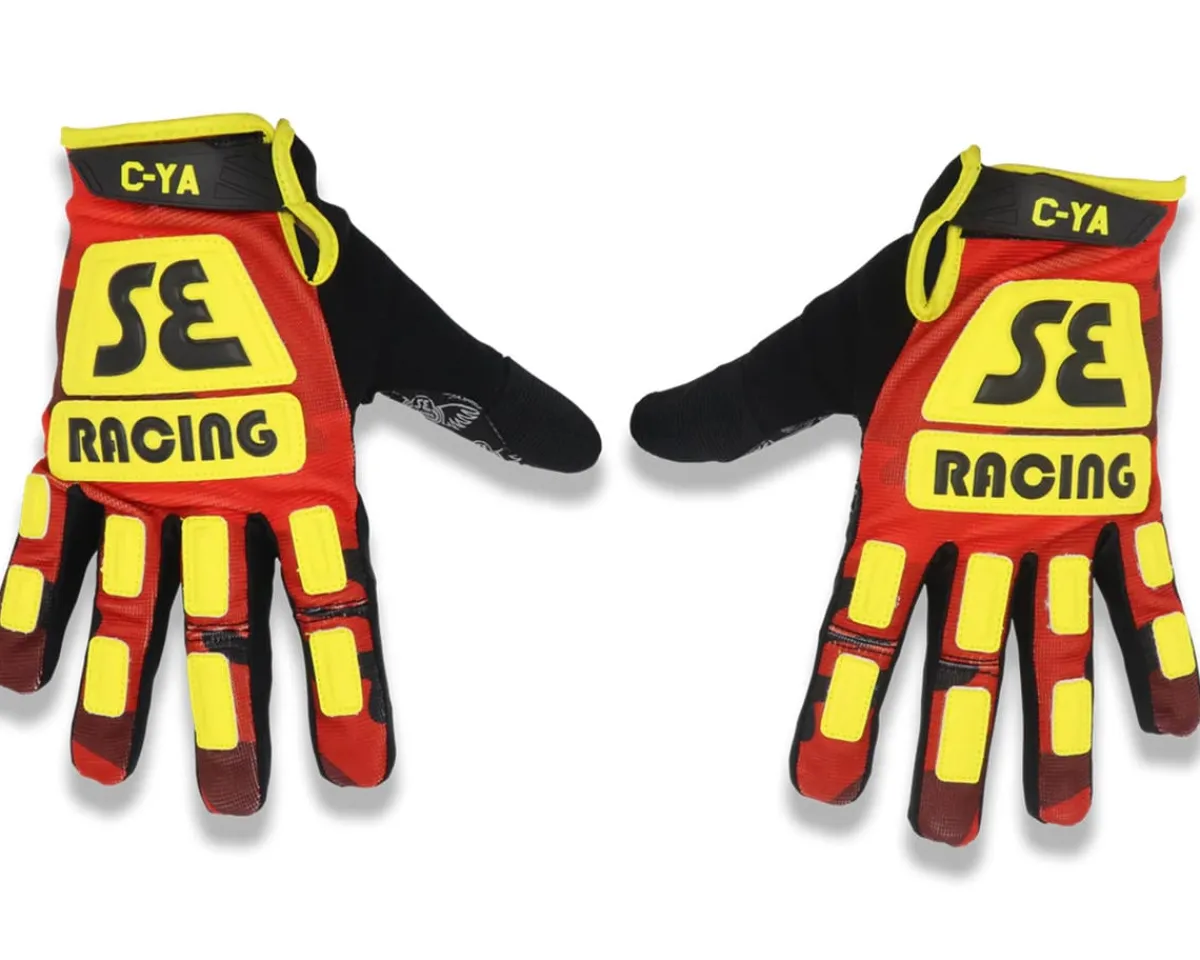 SE Bikes Clothing Accessories|Retro Gloves (Red Camo / Yellow) (3XL)