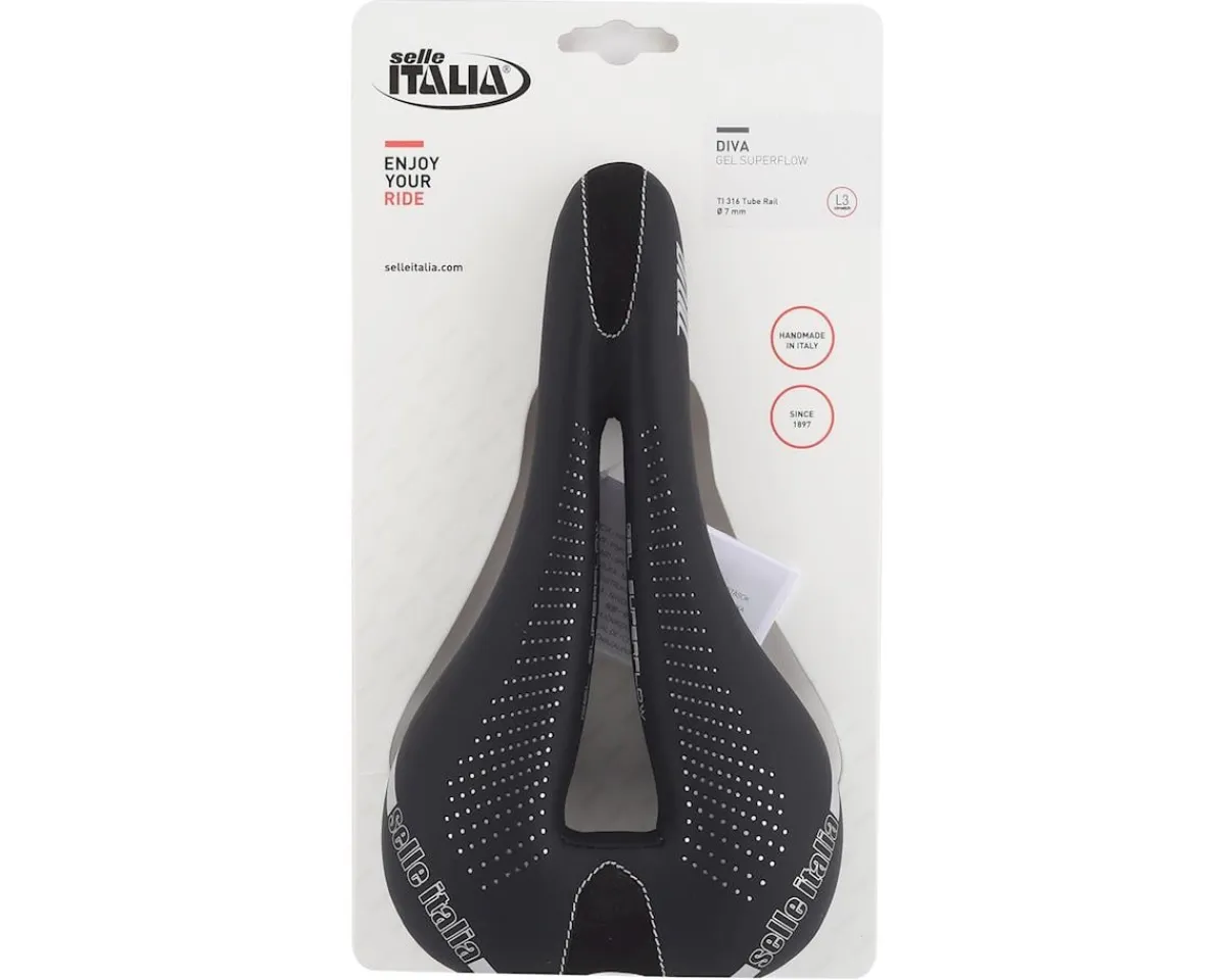 Selle Italia Saddles & Seats|Diva Gel Superflow Women's Saddle (Black) (Titanium Rails) (L3) (152mm)