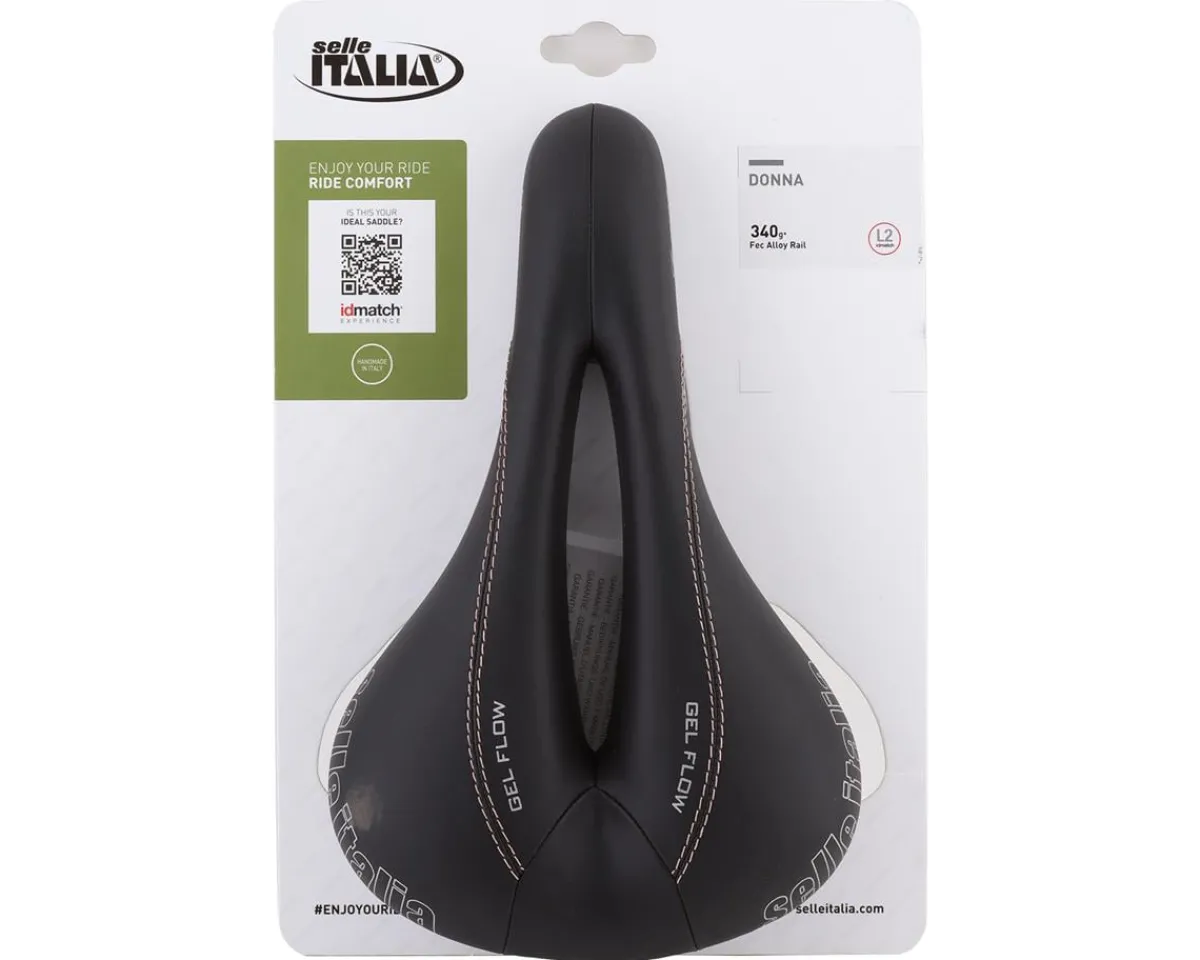 Selle Italia Saddles & Seats|Donna Gel Flow Saddle (Black) (FeC Alloy Rails) (168mm)