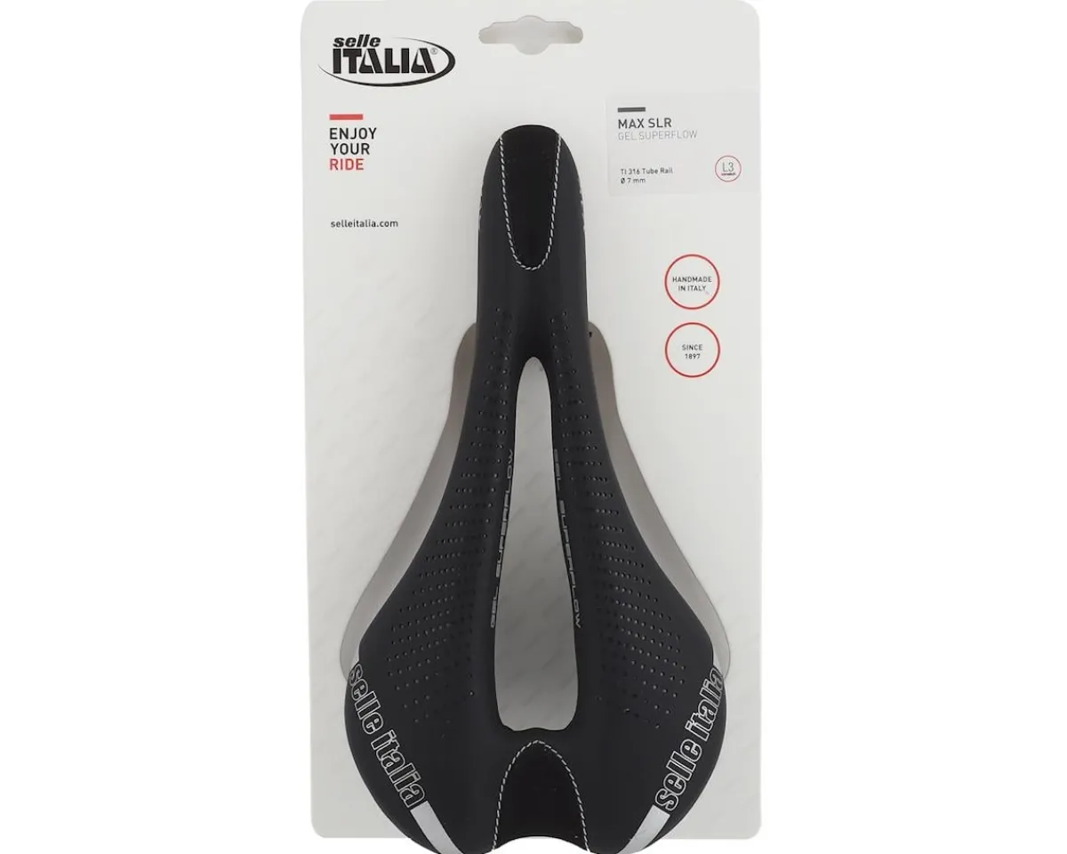 Selle Italia Saddles & Seats|Max SLR Gel Superflow Saddle (Black) (Titanium Rails) (L3) (145mm)