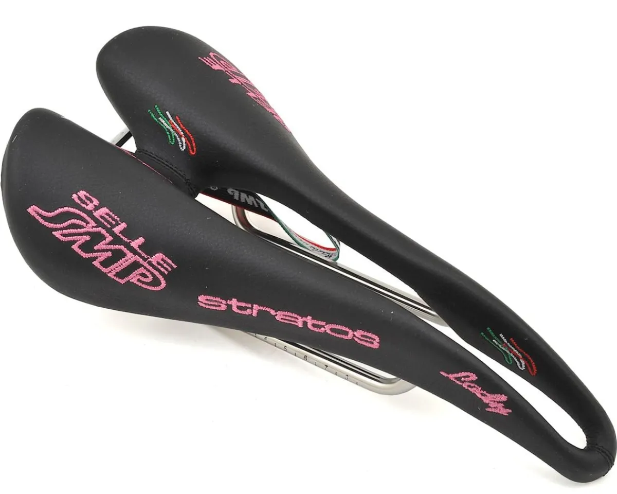 Selle SMP Saddles & Seats|Stratos Lady's Saddle (Black/Pink) (AISI 304 Rails) (131mm)