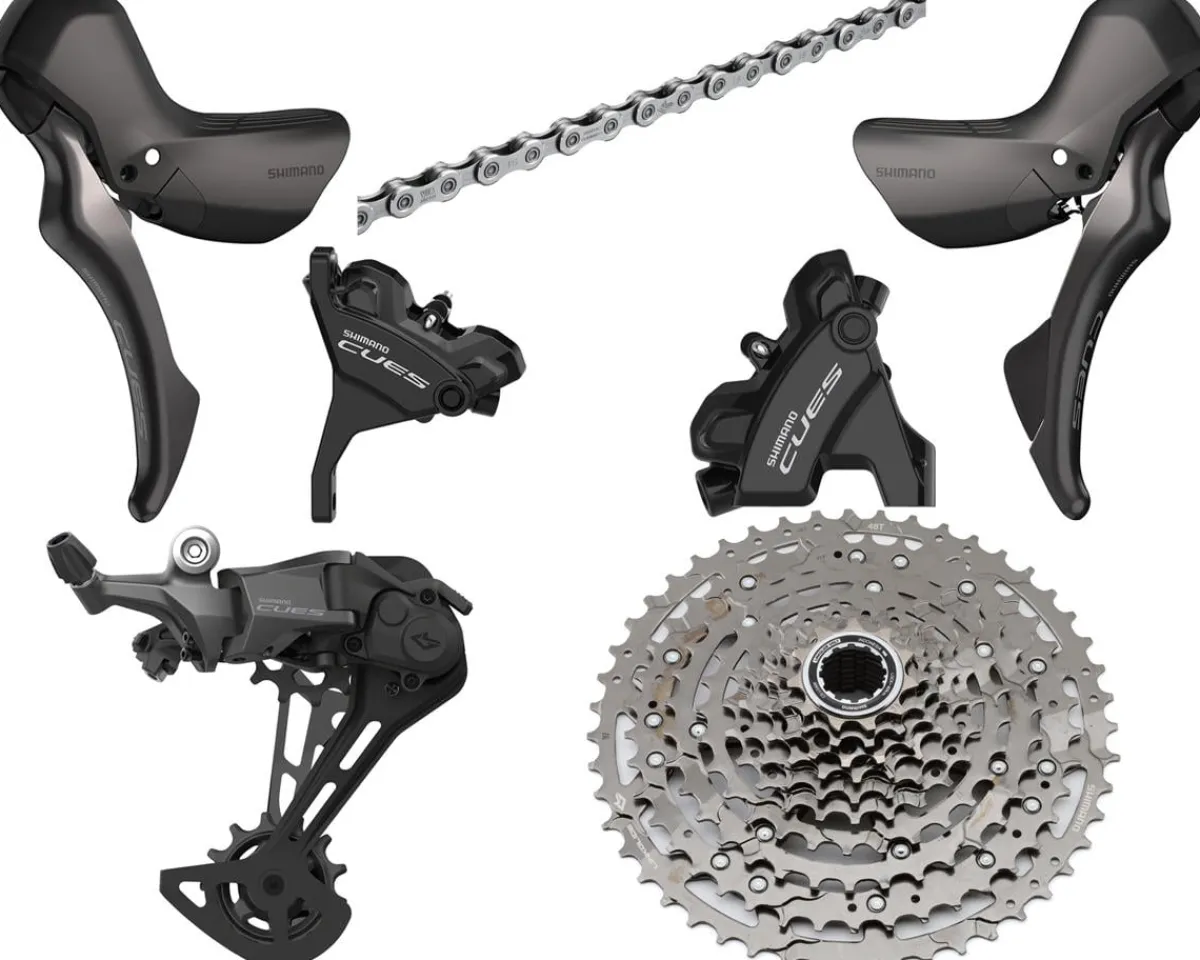 Shimano Groupsets|CUES 1 x 10 Speed Road/Gravel Groupset (Black) (w/ Hydraulic Disc Calipers)