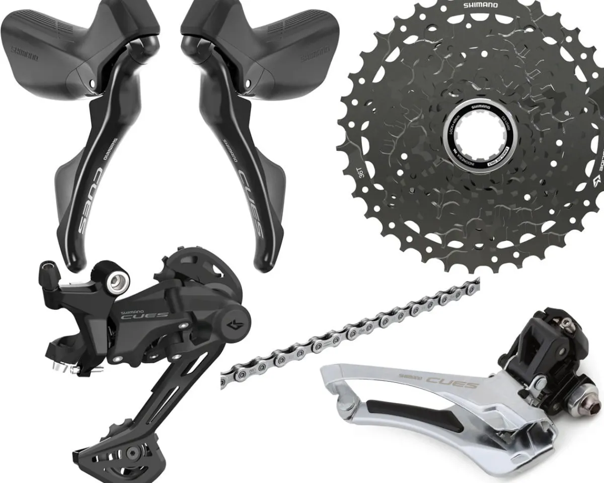 Shimano Groupsets|CUES 2 x 9 Speed Road/Gravel Groupset (Black) (Brake Calipers Sold Separately)