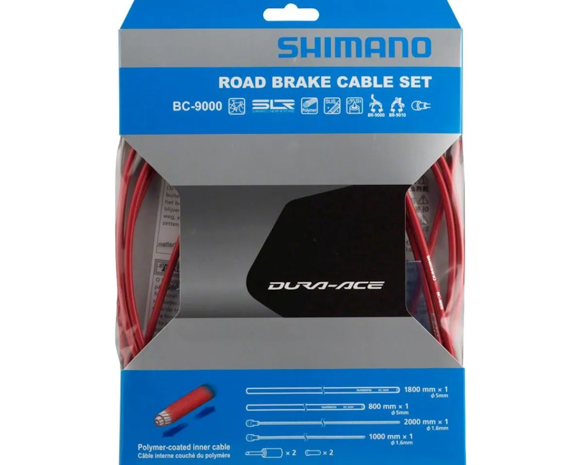 Shimano Brakes|Cables & Housing|Dura-Ace BC-9000 Road Brake Cable Set (Red) (Polymer-Coated) (1.6mm) (1000/2050mm)