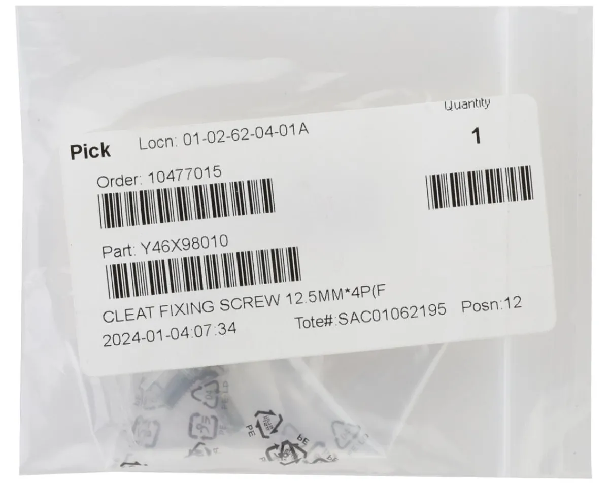 Shimano Shoes|Pedals & Cleats|Extra Long SPD Cleat Fixing Bolts (12.5mm) (4 Pack) (SM-SH51/SH56)