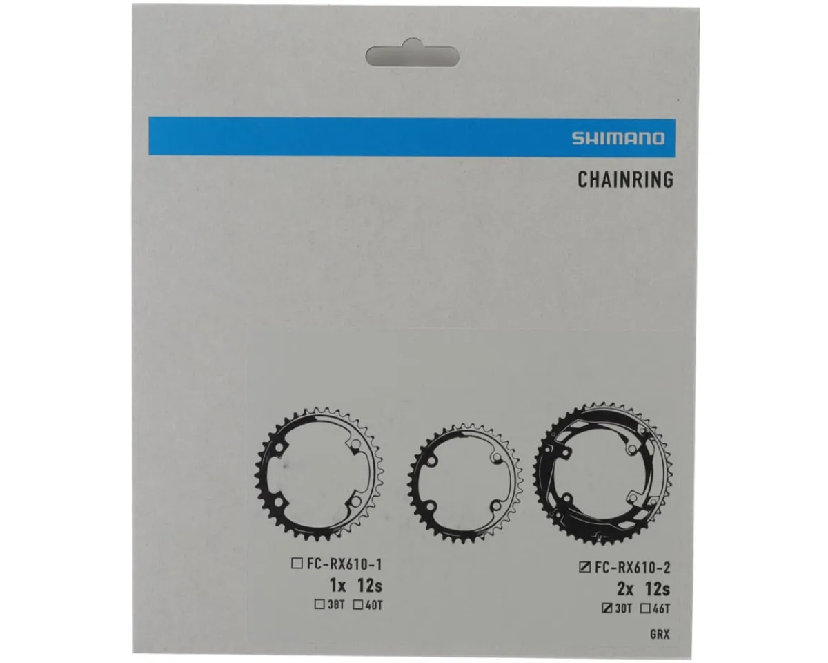 Shimano Chainrings & Accessories|Replacement Parts|GRX FC-RX610-2 Chainring (Black) (80/110m Asymmetric BCD) (2 x 12 Speed) (Inner) (30T)