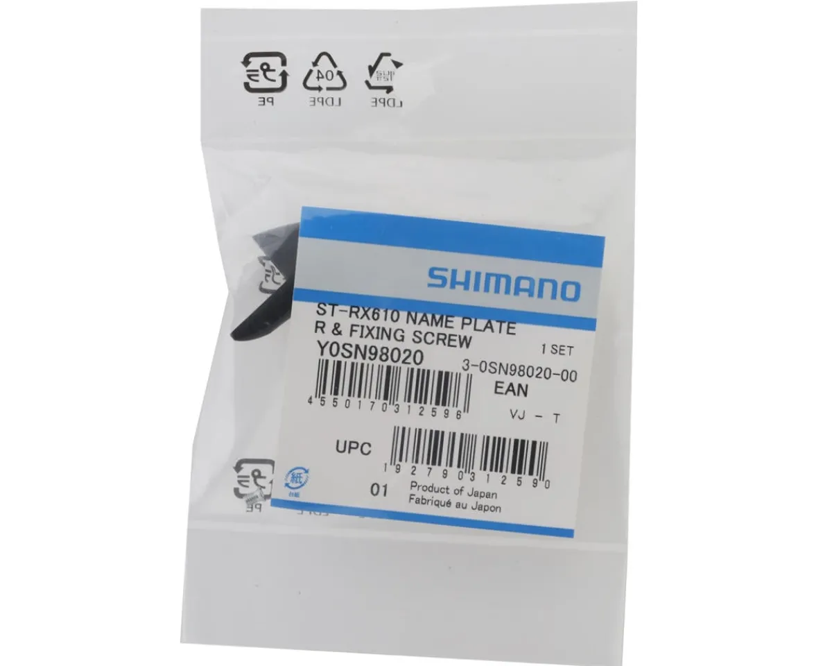 Shimano Replacement Parts|Shifters|GRX ST-RX610 Hydraulic Brake/Shifter Name Plate (w/Fixing Screw) (Right)