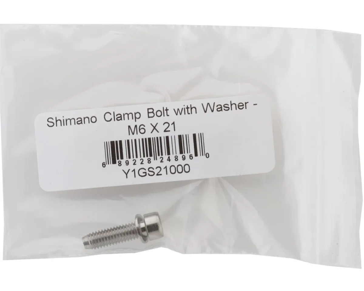 Shimano Cranksets & Parts|Replacement Parts|Left Crank Arm Pinch Bolt with Washer (Silver) (M6 X 21) (Single)