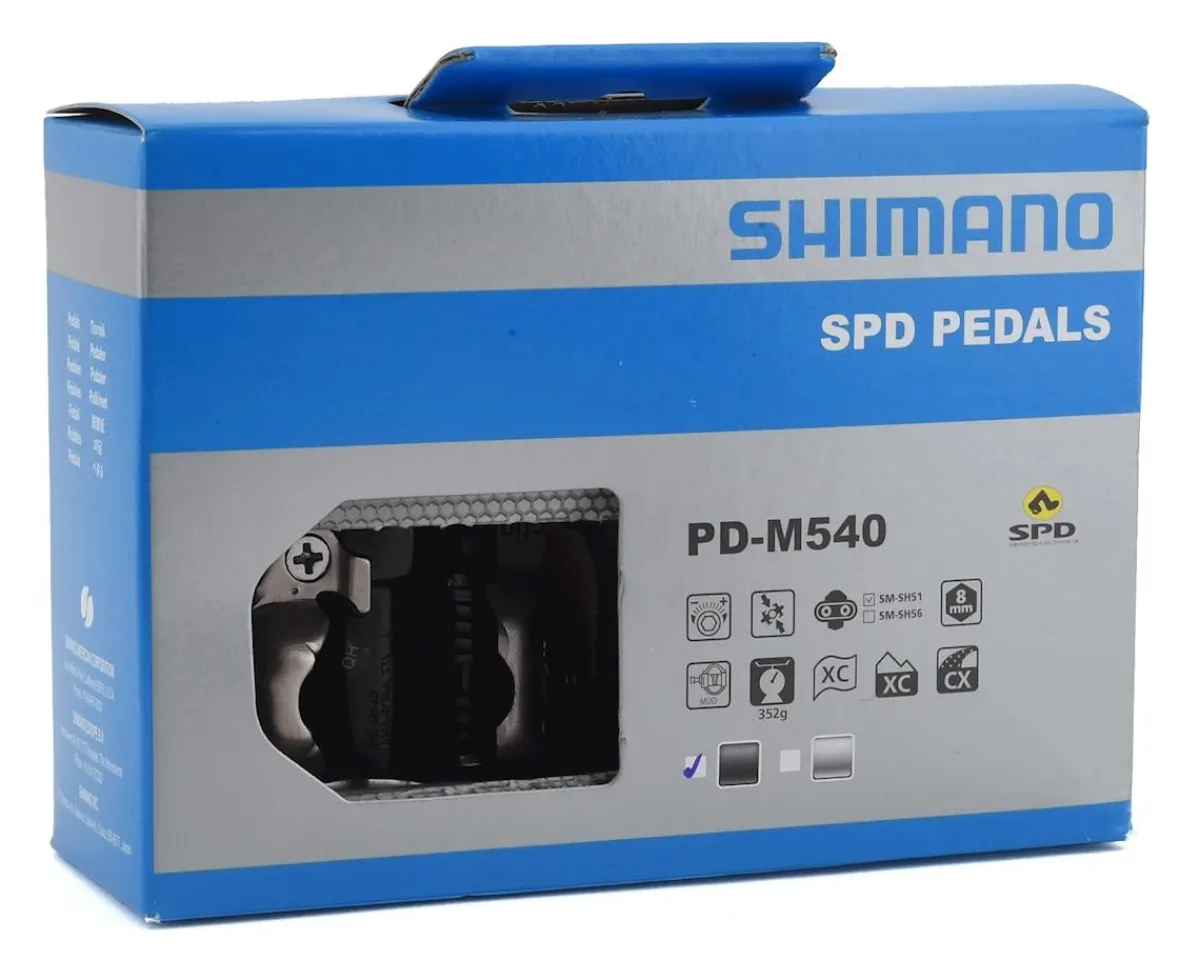 Shimano Pedals & Cleats|PD-M540 Mountain Pedals (Black)