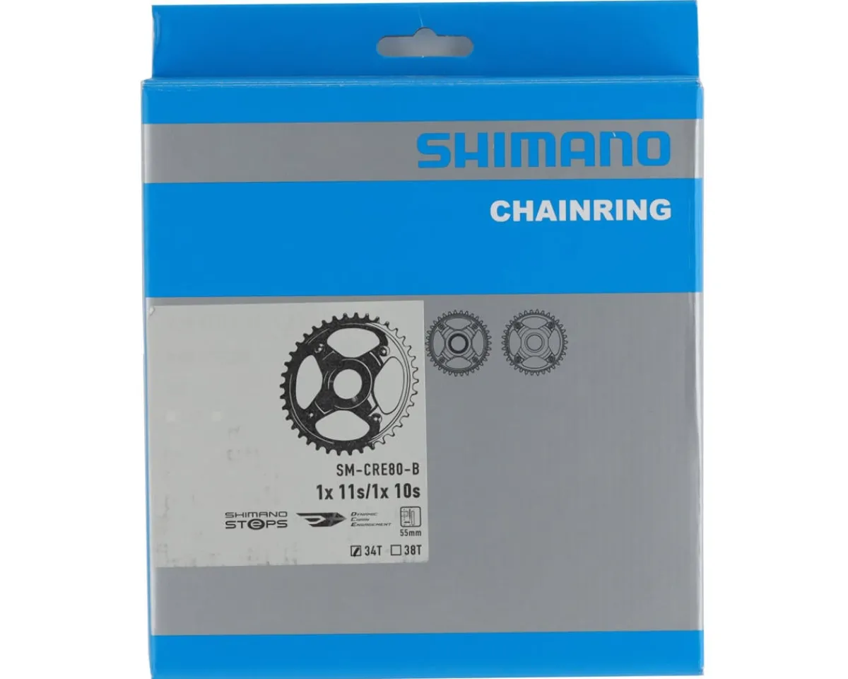 Shimano Chainrings & Accessories|E-Bike Parts|Steps E-MTB Direct Mount Chainring (Black) (1 x 10/11 Speed) (Single) (55mm Chainline) (34T)
