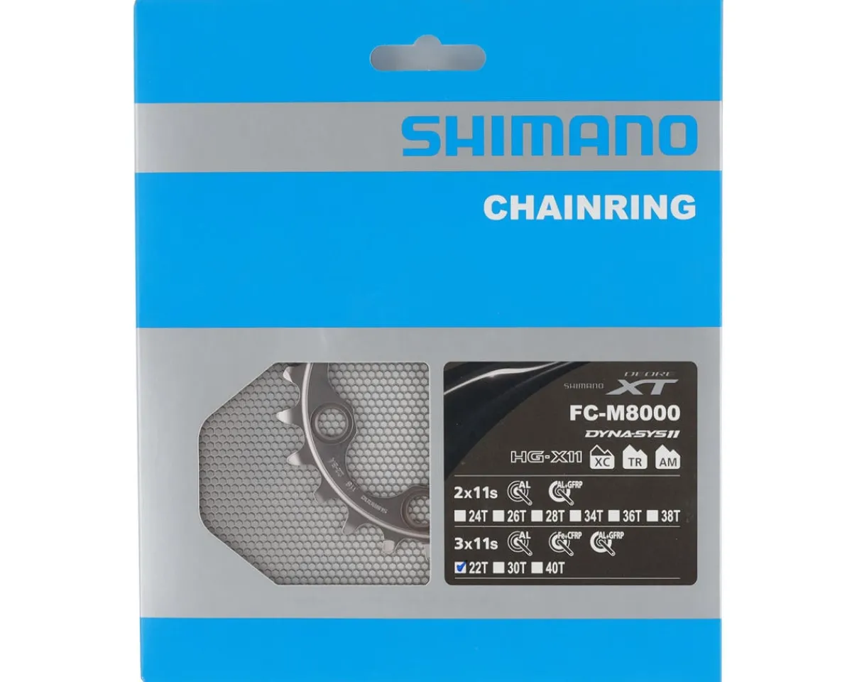 Shimano Chainrings & Accessories|Holiday Shopping|XT M8000 Chainrings (Black/Silver) (3 x 11 Speed) (Inner) (22T) (94/64mm Asym. BCD)