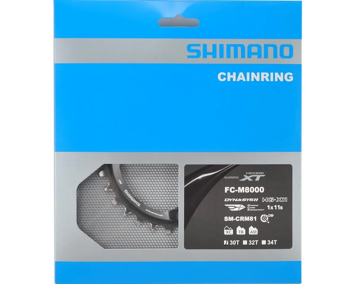 Shimano Chainrings & Accessories|XT M8000 SM-CRM80 Chainring (Black) (1 x 11 Speed) (Single) (30T) (96mm Aysm. BCD)