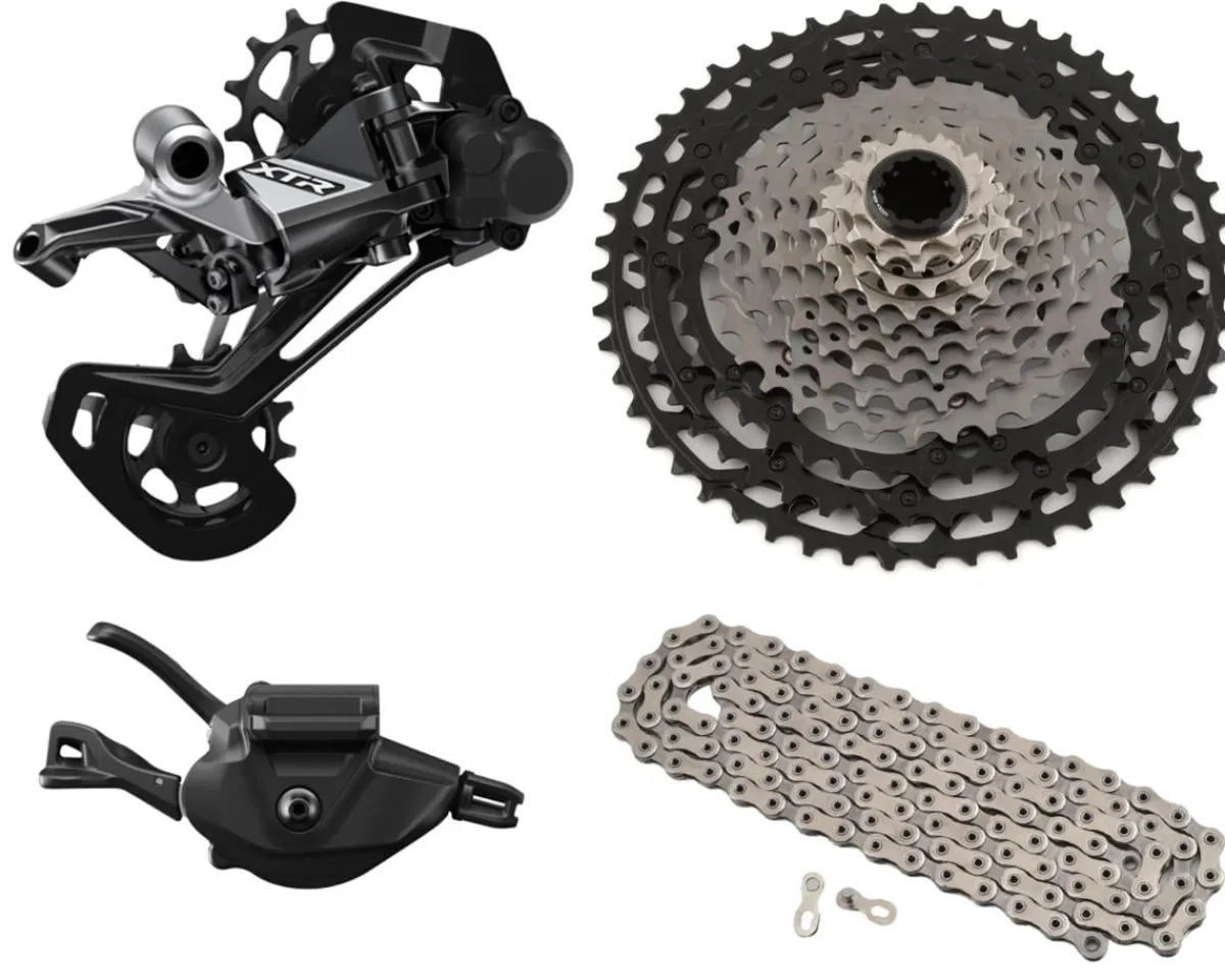 Shimano Groupsets|XTR M9100 Mountain Bike Mini Groupset (Grey/Black) (1 x 12 Speed) (Brakes Sold Separately)