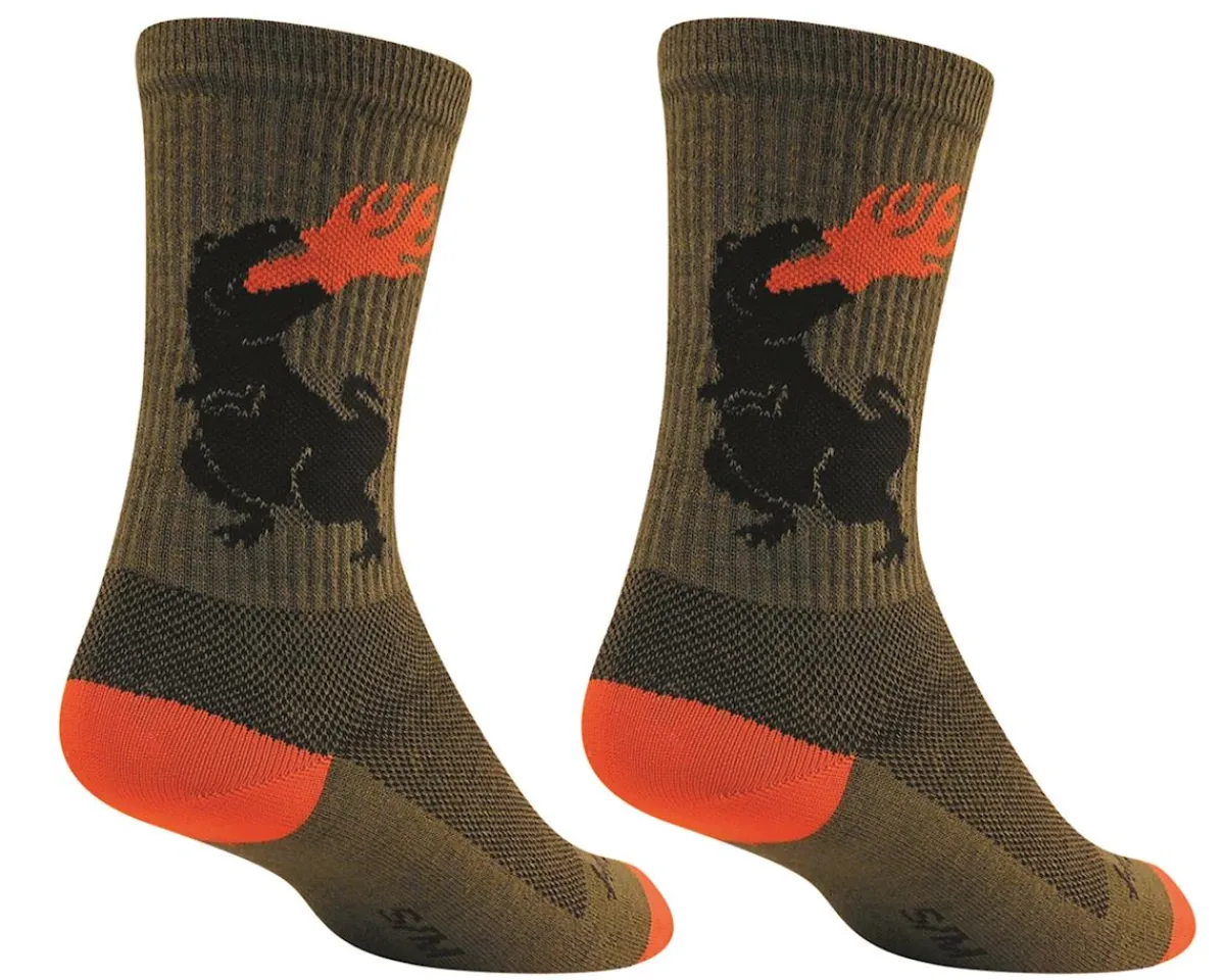 Sockguy Clothing Accessories|Shoes, Socks, & Footwear|6" Wool Socks (Dinosaur) (S/M)