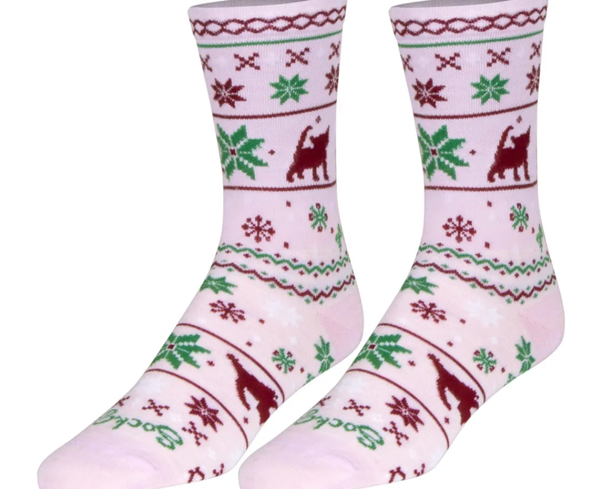Sockguy Clothing Sale|Clothing Accessories|6" Wool Socks (Ugly Sweater Kitty) (S/M)