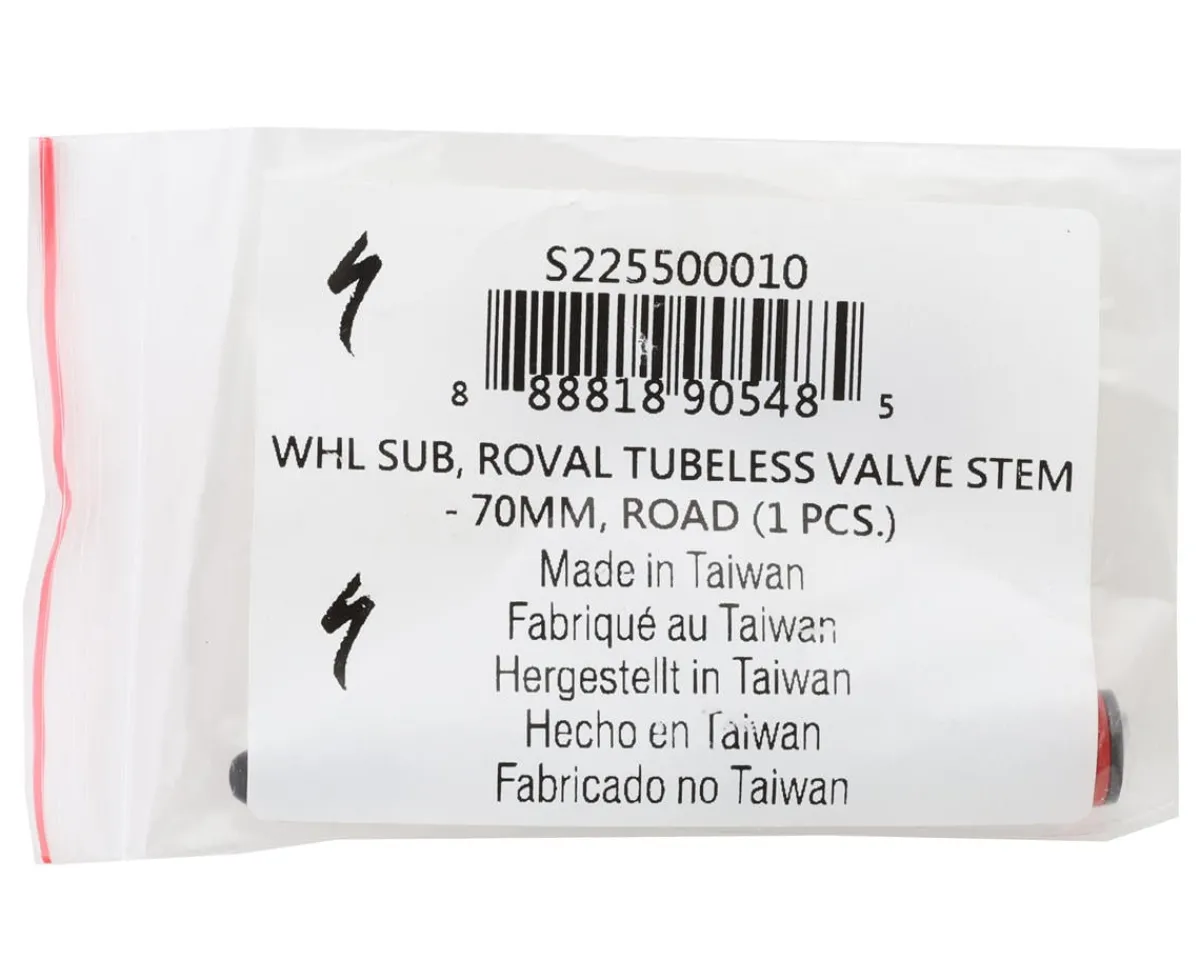 Specialized Tubeless Tire Tools|Tubeless Accessories|Roval Tubeless Valve Stem (Black) (1) (Mountain and Road) (70mm)