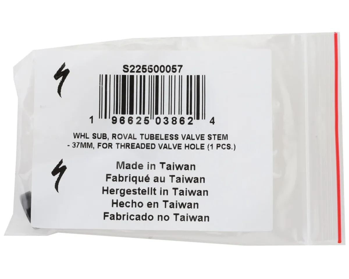 Specialized Tubeless Tire Tools|Tubeless Accessories|Roval Tubeless Valve Stem For Threaded Valve Hole (Black) (1) (37mm)