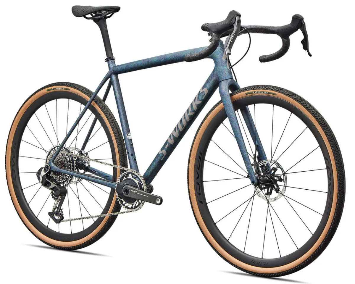 Specialized Road Bikes|Specialized Bikes|S-Works Crux Gravel Bike (Grey Blue Fjord/Metallic Desert Metallic) (49cm) (SRAM RED XPLR E1 AXS)