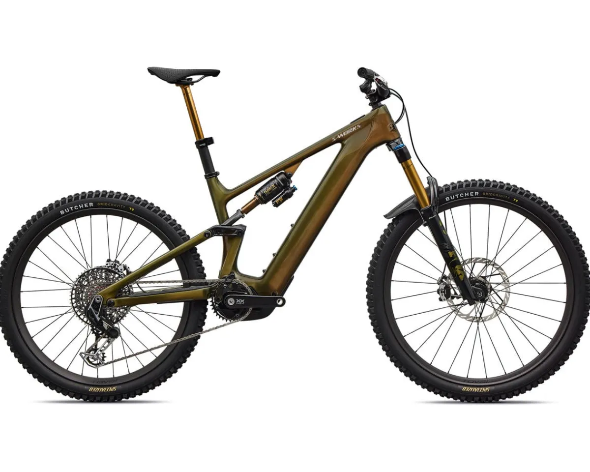 Specialized Mountain Bikes|E-Bikes|S-Works Turbo Levo 4 Carbon E-Bike (Laurel Green/Burnt Gold/Chrome) (S2)